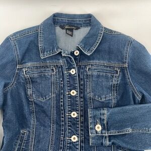 Baccini Womens Blue Denim Jean Jacket Size Large Classic Fit Button Front